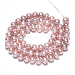 天然養殖淡水パールビーズ連売り  ラウンド  ダークサーモン  6~7mm  穴：0.6mm  約61~64個/連  14.17~15.35''（36~39センチメートル）&nbsp;PEAR-N016-06C-02
