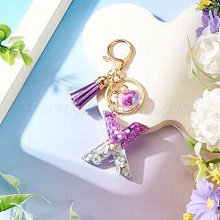 Alloy Resin Heart Keychains&nbsp;KEYC-TADJ0002-01G-X