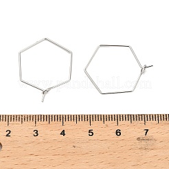 真鍮製フープピアスパーツ  六角  プラチナメッキ  25.5x20x0.7mm&nbsp;KK-R112-039B