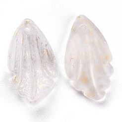 クリアガラスペンダント  金箔  花弁  透明  18x10x3mm  穴：1.2mm&nbsp;LS-GLAA-H102-B03
