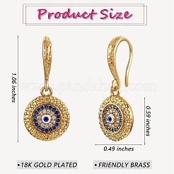 Cubic Zirconia Flat Round with Evil Eye Dangle Earrings&nbsp;EJEW-SW00011-03