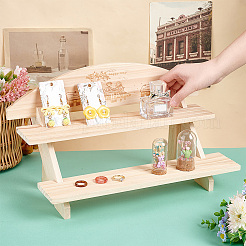 DIY 2 段階段スタイルの木製植物スタンド キット  庭の陳列棚  フラワーポットホルダー  収納オーガナイザーラック  ネジと蝶ナット付き  バリーウッド  完成：400x220x220mm&nbsp;ODIS-WH0299-11B