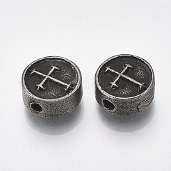 304ステンレススチールビーズ  クロスとフラットラウンド  ガンメタ色  11x5mm  穴：1.8mm&nbsp;STAS-T045-11