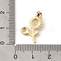 真鍮製マイクロパヴェキュービックジルコニアペンダント  花  ライトゴールド  18x11x3.5mm  穴：2.5x4.5mm&nbsp;KK-D408-09KCG