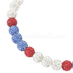 1Pc Polymer Clay Rhinestone Round Beaded Stretch Necklaces&nbsp;NJEW-SP0001-14G