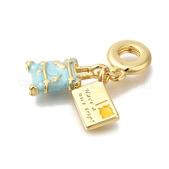 Brass Enamel European Dangle Charms&nbsp;KK-R002-22G-03