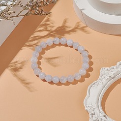 Natural Blue Chalcedony Round Beaded Stretch Bracelet&nbsp;BJEW-JB07701