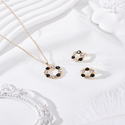 Wreath Alloy Rhinestone Pendant Necklace & Stud Earring Sets&nbsp;SJEW-LP0001-56C