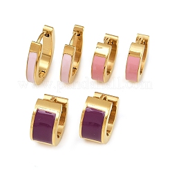 304ステンレススチールエナメルフープピアス  ゴールドカラー  ミックスカラー  13~16x13~13.5x3~7mm  3のペア/セット&nbsp;EJEW-K268-20G-03