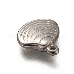 変色しない201ステンレススチールペンダント  シェル形状  ステンレス鋼色  14x13.5x3mm  穴：1.4mm&nbsp;X-STAS-H125-21P