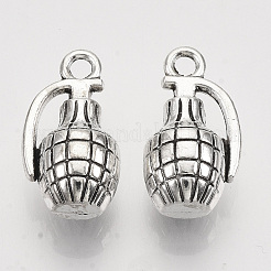 合金のチベット風チャーム  カドミウムフリー＆鉛フリー  手榴弾  アンティークシルバー  18x10x8mm  穴：2mm&nbsp;X-TIBEP-T009-35AS-RS