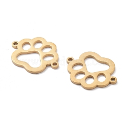 イオンプレーティング（IP）304ステンレススチール中空コネクタチャーム  足跡リンク  ゴールドカラー  15x19x1mm  穴：1.4mm&nbsp;STAS-P332-02G