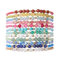 12Pcs Glass Seed Bead & Natural Mixed Gemstone Beads Bracelets for Women&nbsp;BJEW-MZ00311