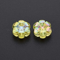 透明なアクリルビーズ  ABカラーメッキ  花  シャンパンイエロー  10x5mm  穴：1.8mm  約1650個/500g&nbsp;MACR-S373-06-C07