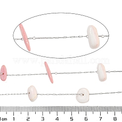 304ステンレススチールと天然シェルリンクチェーン  ハンダ付け  スプールで  ナゲット  ステンレス鋼色  8.5x5.5x2.5mm&nbsp;CHS-G038-10P