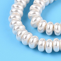 透明スプレー塗装ガラスビーズ連売り  フラットラウンド  フローラルホワイト  6.5x3.5mm  穴：1.2mm  約122~124個/連  16.54~16.73インチ（42~42.5cm）&nbsp;GLAA-N001-33