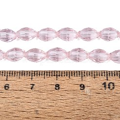 透明ガラスビーズ連売り  ライス  多面カット  ミスティローズ  8~9x5~6mm  穴：0.9~1mm  約67~68個/連  22.83~23.62インチ（58~60cm）&nbsp;GLAA-N071-01A-A03