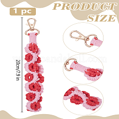 1Pc Woven Cotton Rope Flower Wrist Strap Pendant Decorations&nbsp;HJEW-LP0004-66D