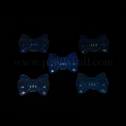 UVメッキ蓄光透明アクリルビーズ  暗闇で光る  蝶結び  ライトシアン  24.5x32.5x12mm  穴：4mm&nbsp;OACR-P010-08C
