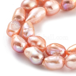 天然養殖淡水パールビーズ連売り  研磨両側  グレード3a+  サンゴ  7~8mm  穴：0.6mm  約20~22個/連  7.28''（18.5センチメートル）&nbsp;PEAR-P062-28C