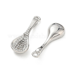 合金ラインストーンペンダント  スプーンチャーム  長持ちメッキ  プラチナ  29.5x10x4mm  穴：1.8mm&nbsp;FIND-D044-15P