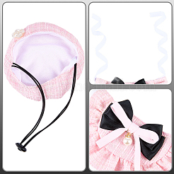ポリエステル製の蝶結びペット用首輪と帽子のセット  ペットの服  ピンク  660mm&nbsp;AJEW-WH20019-84B