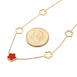 イオンプレーティング（IP）304ステンレススチール＆プラスチックフラワーペンダントネックレス（女性用）  18KGP本金メッキ  レッド  16.61インチ（42.2cm）&nbsp;NJEW-P320-02G-01