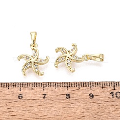 Brass Micro Pave Clear Cubic Zirconia Pendants&nbsp;KK-Q073-07G