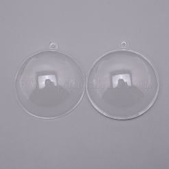 開閉可能な透明プラスチックボールペンダントデコレーション  透明  69x60.5mm  穴：3.4mm  インナーサイズ：53mm&nbsp;DIY-WH0181-56B
