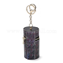 PU 模造革口紅ポーチ ホルダー ペンダント キーチェーン  合金のパーツと  コラム  花  16.5cm&nbsp;KEYC-E039-01KCG-04