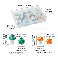 10色キノコ手作りランプワークビーズ  ミックスカラー  12.5~16x10~12mm  穴：1.2~2mm  4個/カラー&nbsp;LAMP-FS0001-15