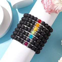 7Pcs Chakra Gemstone Stretch Bracelets Sets&nbsp;BJEW-JB11023