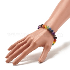 Natural Mixed Stone Round Beads Stretch Bracelet&nbsp;BJEW-JB07469-03
