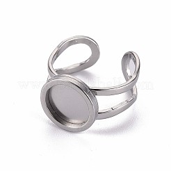 Tarnish Resistant 201 Stainless Steel Cuff Ring Findings&nbsp;STAS-S080-040A-P