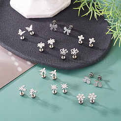 10Pairs 10 Styles 304 Stainless Steel Stud Earrings&nbsp;EJEW-TA0008-61