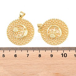 真鍮チャーム  太陽のチャーム  カドミウムフリー＆鉛フリー  ラックめっき  長持ちメッキ  18KGP本金メッキ  26x24x3.5mm  穴：3x5mm&nbsp;KK-D232-17G-01