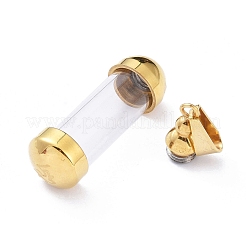 304ステンレススチール製ビッグペンダント  ガラスと  ボトル  ゴールドカラー  44.7x11.5mm  穴：9x4mm&nbsp;STAS-D097-01C-G
