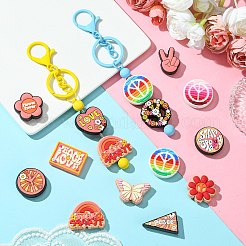 26個 13スタイル 平和をテーマにしたPVCプラスチックビーズ  ミックスカラー  混合図形  20~31x19.5~32x7~10mm  穴：2~3mm  2個/スタイル&nbsp;PVC-CJ0001-02