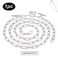 304ステンレススチールペーパークリップチェーン  ハンダ付け  ステンレス鋼色  30x14x3mm  約6.56フィート(2m)(±3cm)/個&nbsp;CHS-WH0002-02A-P