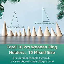 木製のリングが表示されます  コーン型指輪ディスプレイスタンド  湯通しアーモンド  19~39x25.5~78mm  10個/セット&nbsp;RDIS-FG0001-04