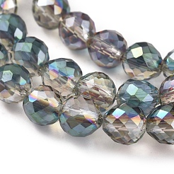 電気メッキガラスビーズセット  半分メッキ  多面カット  苺  メッキグリーン  6~6.5x6mm  穴：1.2mm  約78個/連  18.9インチ（48cm）&nbsp;EGLA-L018-A-HP04