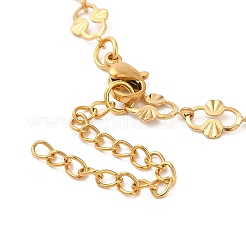女性用304ステンレススチールチェーンブレスレット  ゴールドカラー  花  7-1/2インチ（19cm）  リンク：11x6.5mm&nbsp;BJEW-I313-01