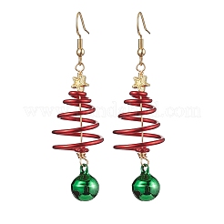 Aluminum Wire Wrapped Christmas Tree Dangle Earrings&nbsp;EJEW-JE05829-02