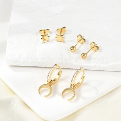 304 Stainless Steel Rhinestone Moon & Star & Round Earring Sets&nbsp;EJEW-Z098-22G