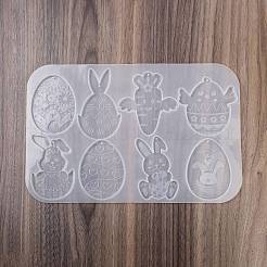 DIYペンダントシリコンモールド  レジン型  UVレジン用  エポキシ樹脂ジュエリー作り  イースターエッグとウサギのペンダント  ホワイト  170x263x5.5mm  穴：2mm  内径：71~86x40~73mm&nbsp;LS-SIL-B077-04