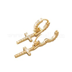 Brass Micro Pave Cubic Zirconia Hoop Dangle Earrings&nbsp;WGB4EB7-01