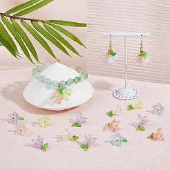 56個7色アクリルパーツ  黄金の鉄のパーツと  花  ミックスカラー  20mm  8個/カラー&nbsp;PALLOY-DC00026