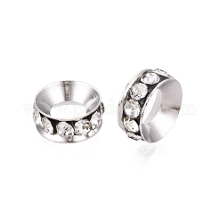 Brass Rhinestone Rondelle Space Beads&nbsp;RB-N054-01S