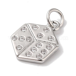 Rack Plating Brass Micro Pave Clear Cubic Zirconia Pendants&nbsp;KK-B092-32P