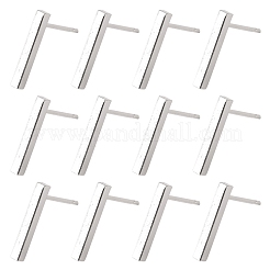 304ステンレススチールスタッドピアス金具  長方形  銀  15x2mm  穴：1.8mm  ピン：0.7mm&nbsp;STAS-G224-21S-02
